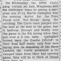 1938-06-09 Softball -Oddfellows vs Certo