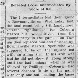 1938-06-23 Baseball -Intermediates vs Bowmanville