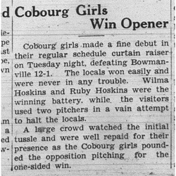 1938-06-23 Softball -Ladies vs Bowmanville