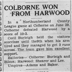 1938-07-07 Baseball -Colborne vs Harwood