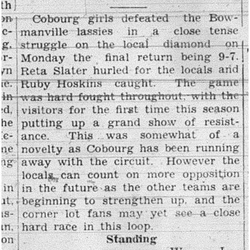 1938-07-14 Softball -Ladies vs Bowmanville