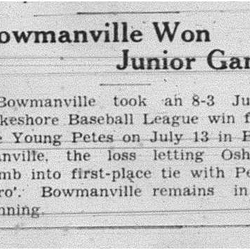 1938-07-21 Baseball -Juniors Peterborough vs Bowmanville