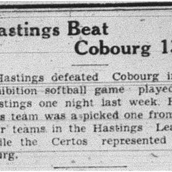 1938-07-28 Softball -Cobourg vs Hastings