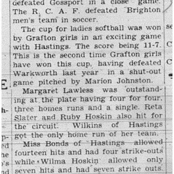 1938-07-28 Softball -Ladies Cup Grafton vs Hastings