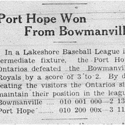 1938-08-04 Baseball -Intermediates PH vs Bowmanville