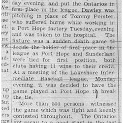 1938-08-18 Baseball -Intermediates PH vs Bowmanville