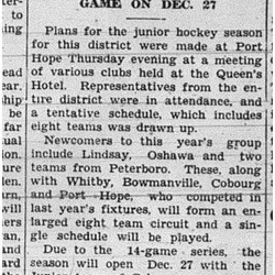 1938-12-08 Hockey -Juniors organize schedule