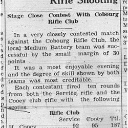 1939-01-12 Shooting -22th Battery vs Cobourg Rifle Club