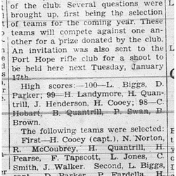 1939-01-12 Shooting -Cobourg Rifle Club vs PH