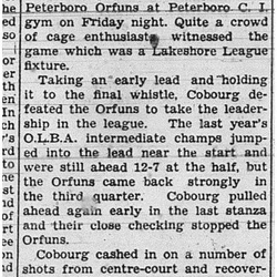 1939-01-19 Basketball -Cobourg Gradettes Girls vs Peterborough