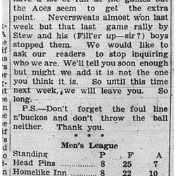 1939-01-19 Bowling - Notes