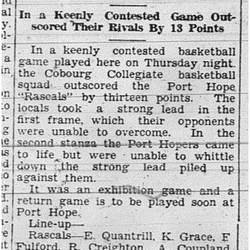 1939-01-26 Basketball -Cobourg vs PH