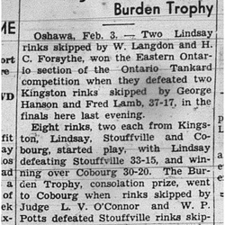 1939-02-09 Curling -Eastern Ontario Section of Ontario Tankard