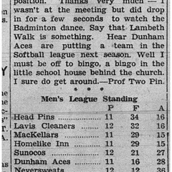 1939-02-16 Bowling -Standings & Notes