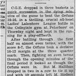 1939-02-23 Basketball -Peterborough CGE Girls vs Orfuns