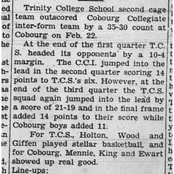 1939-03-02 Basketball -TCS vs Cobourg Collegiate team