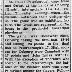 1939-03-09 Basketball -Exhibition Grads vs Peterborough