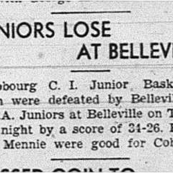 1939-03-09 Basketball -Juniors Cobourg CI vs Belleville YMCA