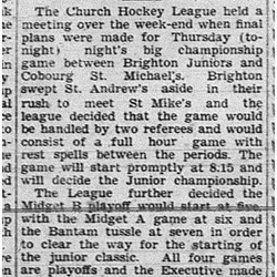 1939-03-09 Hockey -CCHL Juniors Brighton vs St Michaels Final