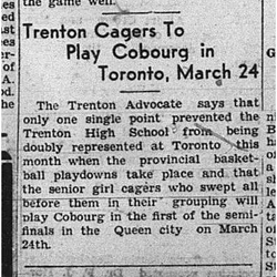 1939-03-16 School -Basketball CCI Girls to play Trenton in TO