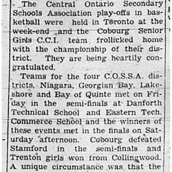 1939-03-30 School -Basketball CCI Senior Girls in COSSA Championships