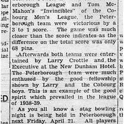 1939-04-15 Bowling -Peterborough vs Cobourg exhibition