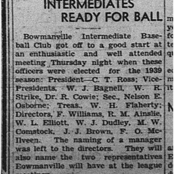 1939-05-11 Baseball -Bowmanville elects Officers