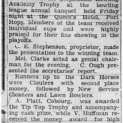 1939-05-18 Bowling -Cobourg 5-pin bowlers win PH Trophy