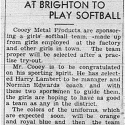 1939-05-18 Softball -Cooey supporting Girls Team in Brighton