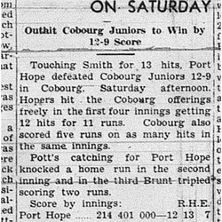1939-06-08 Baseball -Cobourg Juniors vs PH