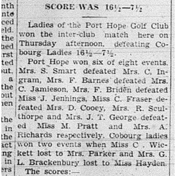 1939-06-15 Golf -PH Ladies vs Cobourg