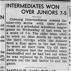 1939-06-29 Baseball -Cobourg Intermediates vs Cobourg Juniors