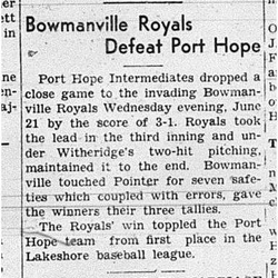 1939-06-29 Baseball -PH Intermediates vs Bowmanville