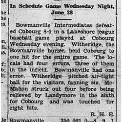 1939-07-06 Baseball -Intermediates vs Bowmanville