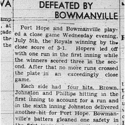 1939-07-13 Baseball -Intermediates PH vs Bowmanville