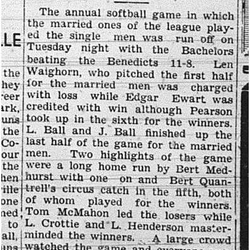 1939-07-27 Softball -Mens League Exhibition Bachelors vs Benedicts