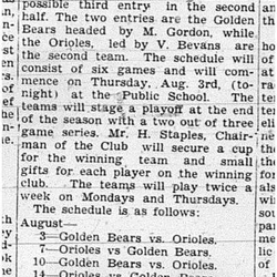 1939-08-03 Baseball -Athletic Club Junior Schedule