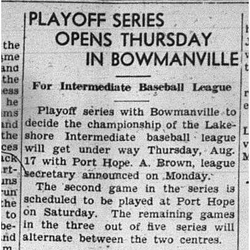 1939-08-17 Baseball -PH Intermediates vs Bowmanville Game 1