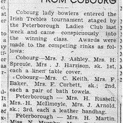 1939-08-17 Lawn Bowling -Ladies vs Peterborough in Irish Trebles Tourney