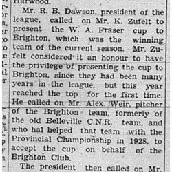 1939-12-14 Baseball -Northumberland League Banquet & Trophy Presentations