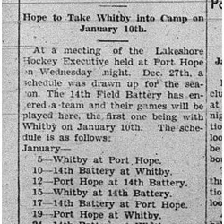 1940-01-04 Hockey -Lakeshore Intermediate B League includes 14th Battery