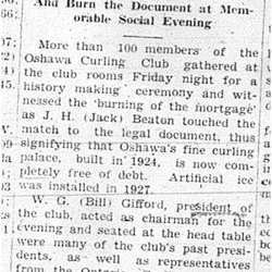 1940-02-08 Curling -Oshawa Club burns mortgage