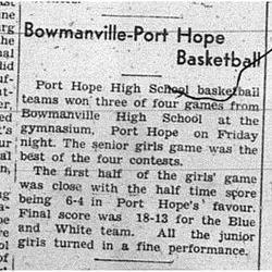 1940-02-08 School Basketball PH vs Bowmanville