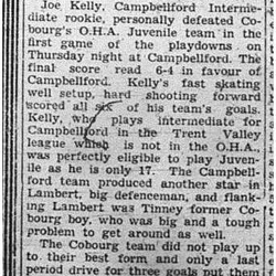 1940-03-07 Hockey -Cobourg Juveniles vs Campbellford Game 1