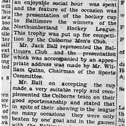 1940-04-11 Hockey -Baltimore accepts County Cup from Colborne
