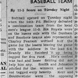 1940-05-02 Softball -14th Battery opens Season