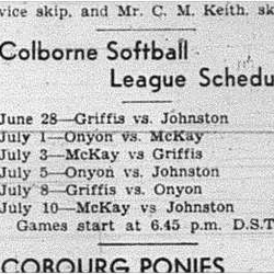 1940-06-27 Softball -Colborne League Schedule