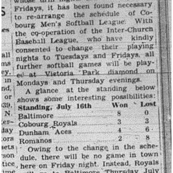 1940-07-18 Softball -Mens League Schedule revision