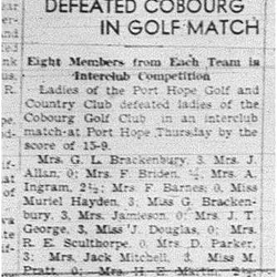 1940-07-25 Golf -Cobourg Ladies vs PH