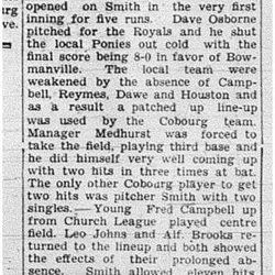 1940-08-15 Baseball -Intermediates vs Bowmanville